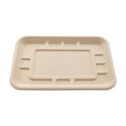 Genera TTA800B480IN Rectangular Disposable Lunch PTray w/ 2 Compartments - 8 1/8" x 5 1/2", Molded Fiber, Natural, Beige