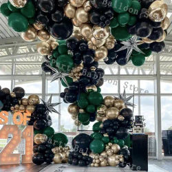 Kit d'arc de guirlande de ballons d'anniversaire vert foncé noir 20 30 40e anniversaire décoration de fête 4D Chrome feuille d'or Ballon décor de mariage