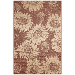 Carmel Sunflower Field Indoor/Outdoor Area Rug Black by Brylane Home in Chili (Size 6'6" X 9'4")