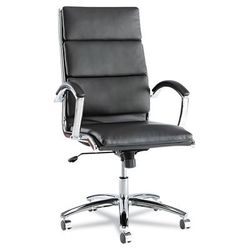 Alera ALENR4119 Neratoli High-Back Slim Profile Chair, Supports up to 275 lbs, Black Seat/Black Back, Chrome Base