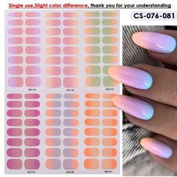 TEMU 6 Sheets Gradient Nail Polish Strips Stickers - Pink Purple Nude Ombre Glossy Self-adhesive Full Cover Gel Decals With Shimmer, Art For Hands & Toes, Manicure Accessory, Shimmering Finish