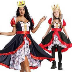 Personaggio classico delle fiabe regina di Cuori La regina rossa Costumi di Gruppo per Famiglie di Halloween Ispirato al Paese delle Meraviglie Costume Sexy Bambini Adulti Ragazze Halloween Carnevale