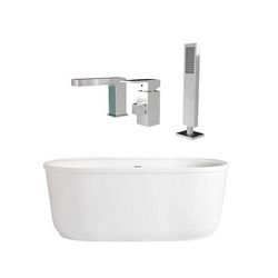 Randolph Morris Stewart 60 Inch Acrylic Double Ended Freestanding Tub Package RMBP103-60-CPF7