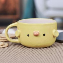 Chick Elixir,'Handcrafted Thai Ceramic Yellow Chick Cup with Glossy Finish'