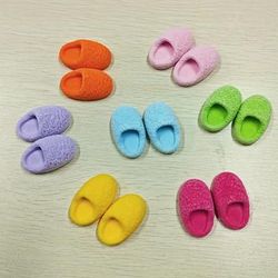 TEMU 7 Pairs Miniature Flocking Slippers In Candy Colors, Diy Dollhouse Accessories, Assorted Doll House Decorative Shoes