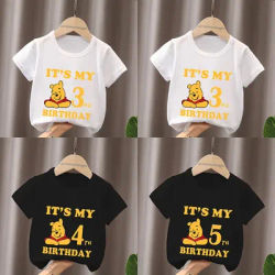 It's My 1 2 3 4 5 6 7 8 9 Years Birthday Boys Girls T shirt Winnie the Pooh Print Cute Bear Kids Clothes Baby Children T-Shirts