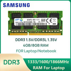 Samsung Laptop Memory DDR3 1.5V /DDR3L 1.35V 1333 1600 1866 MT/s MHz 4GB 8GB RAM 204pin SO-DIMM Memory Stick for Laptop Notebook