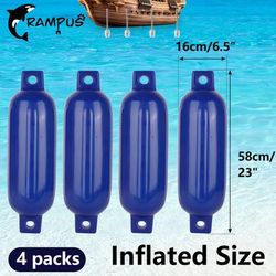 "TEMU Grampus 4pcs Marine Boat Fenders - Durable Pvc Bumper Guards For Docking & Trailer, Blue, Sizes 16" & 23"