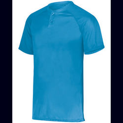 Augusta Sportswear AG1565 Athletic Attain Wicking Two-Button Baseball Jersey T-Shirt in Columbia Blue size 2XL | Polyester 1565