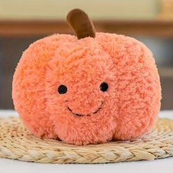 TEMU Pumpkin Plush Toy Pillow - Soft Polyester Stuffed Pumpkin With , Party , Home Decor Cushion For Thanksgiving/christmas, Safe For 0-3 Years - Pack Of 1