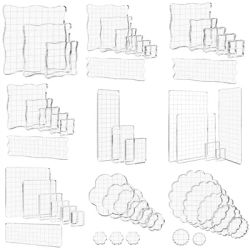 Assorted Sizes Clear Acrylic Stamp Block Kit with Grid Lines Stamp Block Stamping Tools for diy Scrapbooking Crafts Card Making