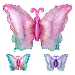 Grands ballons en aluminium papillon, bleu, vert, violet, décorations de fête d'anniversaire, de mariage, réception-cadeau pour bébé, jouets pour enfants