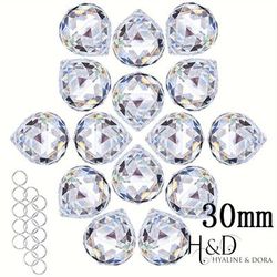 TEMU H&d Hyaline& 15pcs Clear Crystal Ball Prism Suncatcher Rainbow Maker Hanging Crystals Prisms For Windows Decor Great Gifts (30mm)