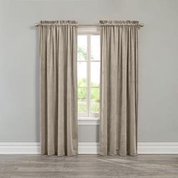 Wide Width BH Studio Velvet Rod-Pocket Panel by BH Studio in Taupe (Size 50" W 95" L) Window Curtain