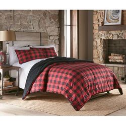 Reversible Micro Flannel® Sherpa 3-Pc. Comforter Set by BrylaneHome in Buffalo Check Red (Size KING)