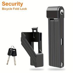 TEMU Toptrek Bicycle Foldable Lock, Mechanical Knob Control, Alloy & Abs, Varnished Black Finish, Portable & Easy To Carry, With Anti-theft B Grade Security For Bikes And Electric Scooters