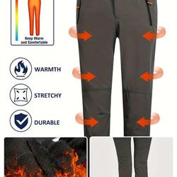 TEMU Womens Winter Warm Pants Outdoor Slim Fleece Windproof Waterproof Ski Snow Pants Hiking Pants