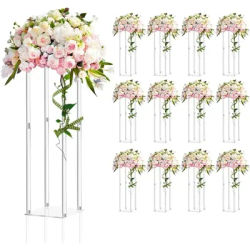 Tall Acrylic Vase 12 Pieces Wedding Centerpieces Clear Flower Home Decorations Room Decor Garden for