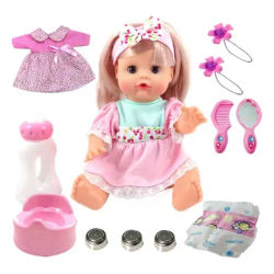 12inch Realistic Drink And Pee Doll With Sound Pre-Kindergarten Toys Pretend Doll Set For Home