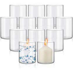 12 Pack Glass Clear Cylinder Vases Tall Floating Candle Holders Centerpiece Table Vases for Home