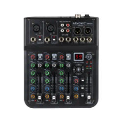 4-Channel Audio Mixer, ARVOMIC Professional DJ Mixer with 99 DSP Effects, USB 2.0 Jack, Bluetooth