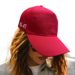 Red Baseball Hat Embroidery Pattern Curved Brim Running Hats President Election Outdoor Hat Trendy