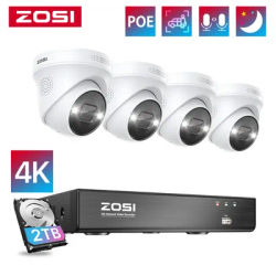 ZOSI 4K 8MP 5MP POE Video Surveillance Kit 8CH H.265 Home CCTV NVR Set Color Night Vision AI