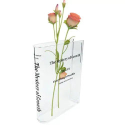 Clear Book Vase, Clear Book Flower Vase, Clear Book Vase For Flowers, Cute Bookshelf Decor For