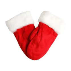 Gloves Winter Christmas Red Fleece Gloves With White Furry Cuff Accessories Double Layer Warm