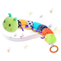 Baby Rattle Musical Caterpillar Worm Soft Infant Plush Toys Educational Interactive Sensory Toy For