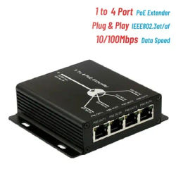 New POE Extender 1 T0 4 Port 10/100M 25.5W for IP Camera to Extend 120 Meters IEEE802.3af POE