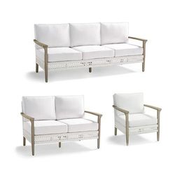 Eberly Seating Replacement Cushions - Ottoman, Custom Sunbrella Rain, Rain Sailcloth Cobalt - Frontgate