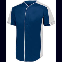 Augusta Sportswear 1656 Athletic Youth Full-Button Baseball Jersey T-Shirt in Navy Blue/White size Small | Polyester