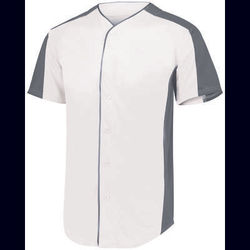 Augusta Sportswear 1655 Athletic Full-Button Baseball Jersey T-Shirt in white size Small | Polyester
