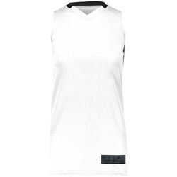 Augusta Sportswear 1732 Athletic Women's Step-Back Basketball Jersey T-Shirt in White/Black size Large | Polyester