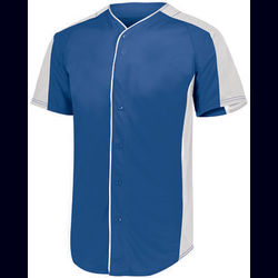 Augusta Sportswear 1655 Athletic Full-Button Baseball Jersey T-Shirt in Royal/White size 2XL | Polyester