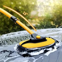 TEMU Adjustable Aluminum Long Handle Vehicle Washing Brush With Chenille Microfiber Duster, Extendable Cleaning Mop With Pivot Head For Auto Accessories
