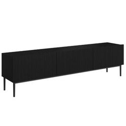 Mobile tv 2 ante a ribalta 1 cassetto nero piede nero 200x45 cm