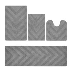 Hugo Collection 100% Cotton 4 Piece (17" X 24" | 20" X 20" | 21" X 34" | 20" X 60") Bath Rug Set by Brylane Home in Gray