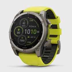 Garmin fenix 8 51mm Solar Sapphire GPS Watch GPS Watches Titanium with Amp Yellow/Graphite Silicone