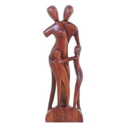 Wood sculpture, 'Family Scene' - Wood Family Sculpture from Indonesia