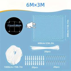 TEMU Cat Net For Balcony, Transparent Cat Protection Net For Balcony, With Attachment Rope And Accessories, Cat Nets For Windows, Windows, Patio, Indoor And Outdoor