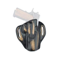 Texas 1836 Cannon Vintage Edition - Open Top OWB Holster Right Hand Most 9mm /.40 /.45 Double Stack 4.5in With No Attachment Vintage Tan Black