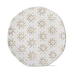 Oasis Ivory and Khaki Printed Stoneware Appetizer Plate 6.5 inch - Off-White