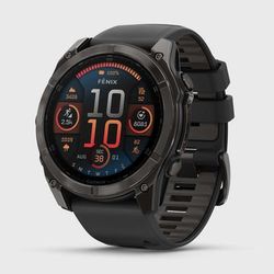 Garmin fenix 8 51mm AMOLED Sapphire GPS Watch GPS Watches Carbon Gray DLC Titanium w/ Black/Gray Silicone