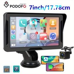 "TEMU [lightweight] Podofo 7" Wireless Car Stereo With Ips Touchscreen, Backup Camera & Android Auto/ - Wireless 5.0, Fm Radio, Navigation, For Most Vehicles & Trucks"