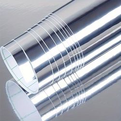 TEMU Ultra-glossy Silvery Car Vinyl Wrap - Reflective Decal Sheet With Air-release Technology For Seamless Application - Durable And Long-lasting Sticker Film Roll For Cars