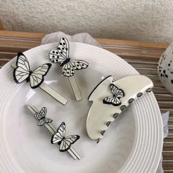 Fashion Butterfly Hair Clips Sweet Cream Acetate Hairpin Elegant Bang Clips Headwear for Women Girls