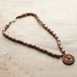 Tulsi Mala,'Traditional Tulsi Wood Jagannatha Beaded Pendant Necklace'
