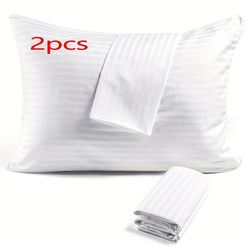 TEMU 2pcs, Zippered Pillow Protectors Cover Quiet And Breathable Bed Pillowcase White Pillow Cases For Home & Hotel, Soft Cooling Zippered Pillow Case Protector For Hair & Light Beige